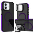For iPhone 16 Magsafe Dual-Color Skin Feel Lens Film Phone Case with Lens Fold Holder(Purple) - More iPhone Cases by PMC TechLife | Online Shopping South Africa | PMC TechLife | Buy Now Pay Later Mobicred