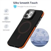 For iPhone 16 Pro Max Magsafe Dual-Color Skin Feel Lens Film Phone Case with Lens Fold Holder(Purple)