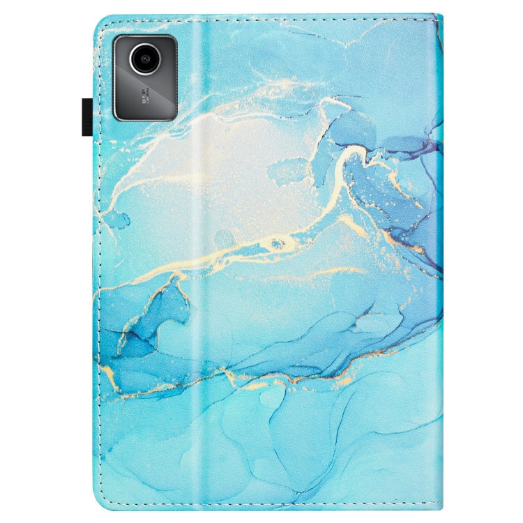 For Lenovo Tab M11/ Xiaoxin Pad 11 2024 Marble Litchi Leather Smart Tablet Case(Green)