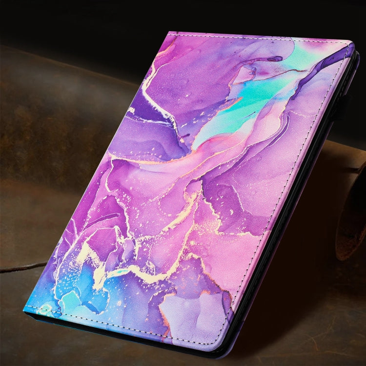 For Lenovo Tab M11/ Xiaoxin Pad 11 2024 Marble Litchi Leather Smart Tablet Case(Purple)