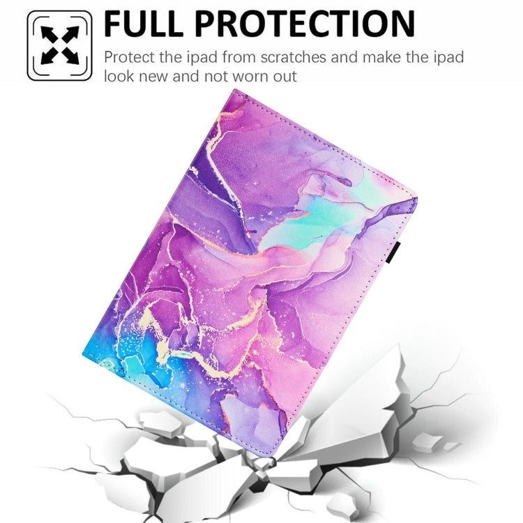 For Lenovo Tab M11/ Xiaoxin Pad 11 2024 Marble Litchi Leather Smart Tablet Case(Purple)