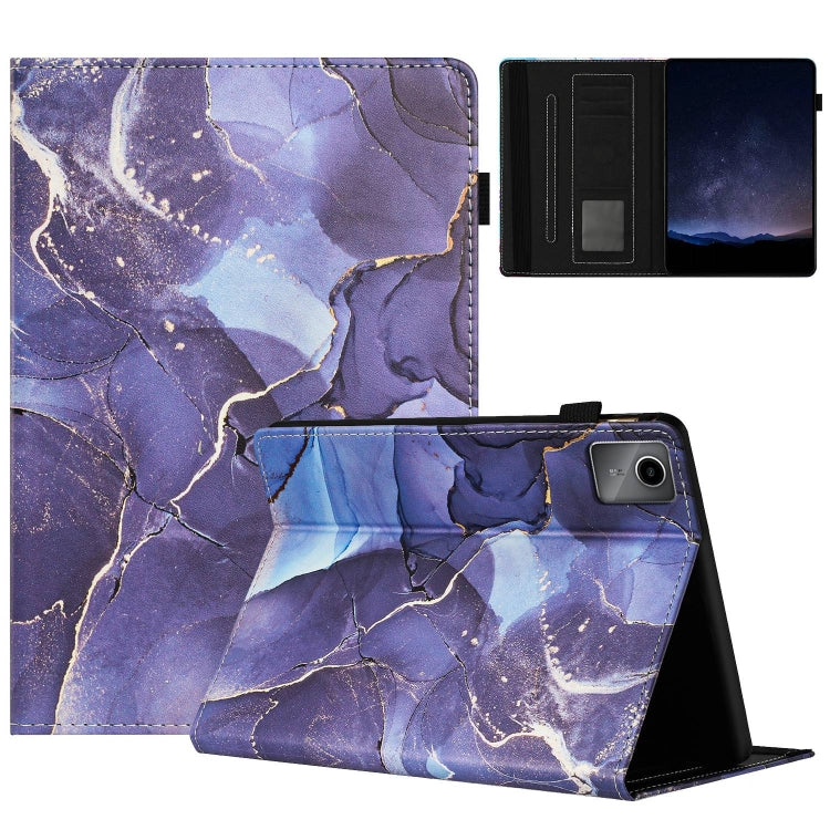 For Lenovo Tab M11/ Xiaoxin Pad 11 2024 Marble Litchi Leather Smart Tablet Case(Grey)