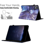 For Lenovo Tab M11/ Xiaoxin Pad 11 2024 Marble Litchi Leather Smart Tablet Case(Grey)