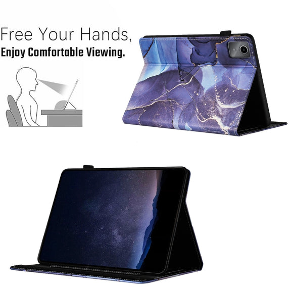 For Lenovo Tab M11/ Xiaoxin Pad 11 2024 Marble Litchi Leather Smart Tablet Case(Grey)