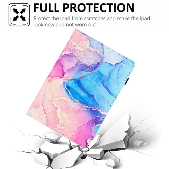 For Lenovo Tab M11/ Xiaoxin Pad 11 2024 Marble Litchi Leather Smart Tablet Case(Pink Blue)