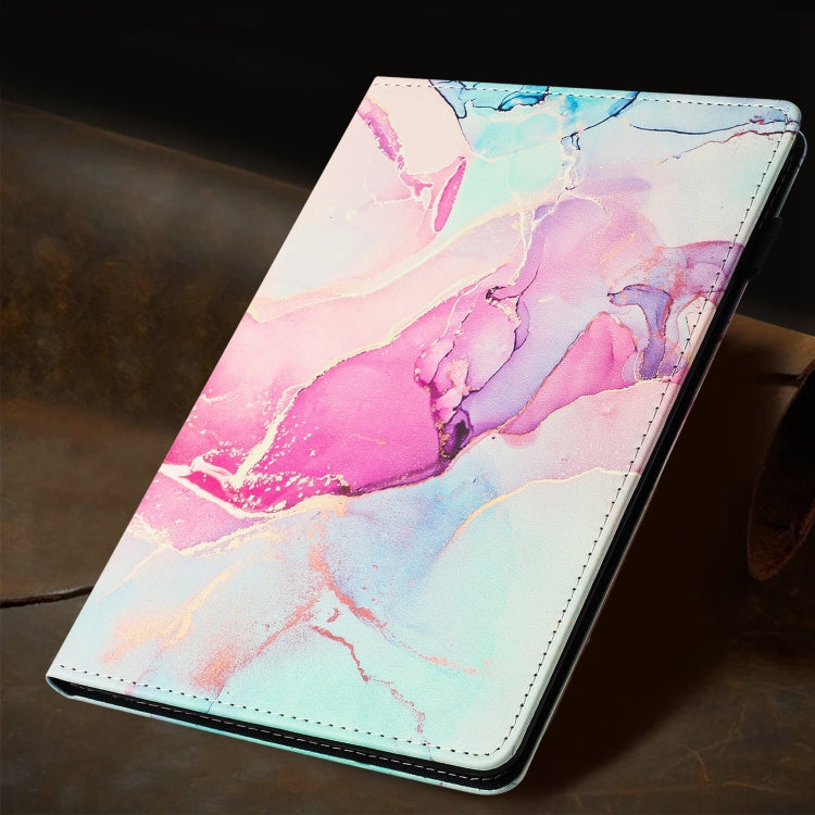 For Lenovo Tab M11/ Xiaoxin Pad 11 2024 Marble Litchi Leather Smart Tablet Case(Pink)
