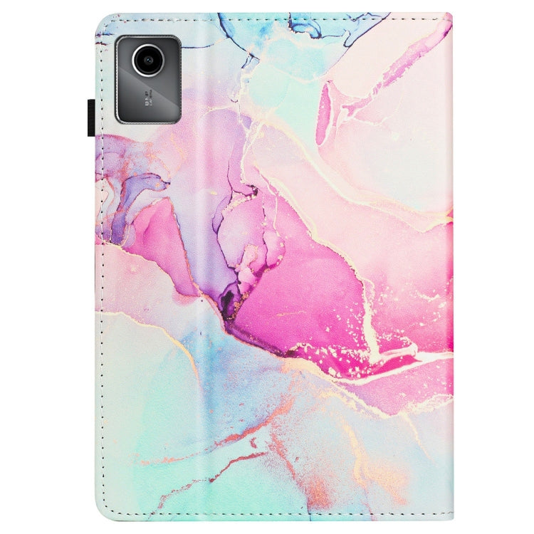 For Lenovo Tab M11/ Xiaoxin Pad 11 2024 Marble Litchi Leather Smart Tablet Case(Pink)