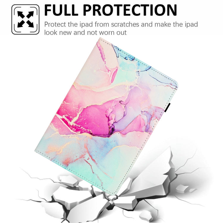 For Lenovo Tab M11/ Xiaoxin Pad 11 2024 Marble Litchi Leather Smart Tablet Case(Pink)