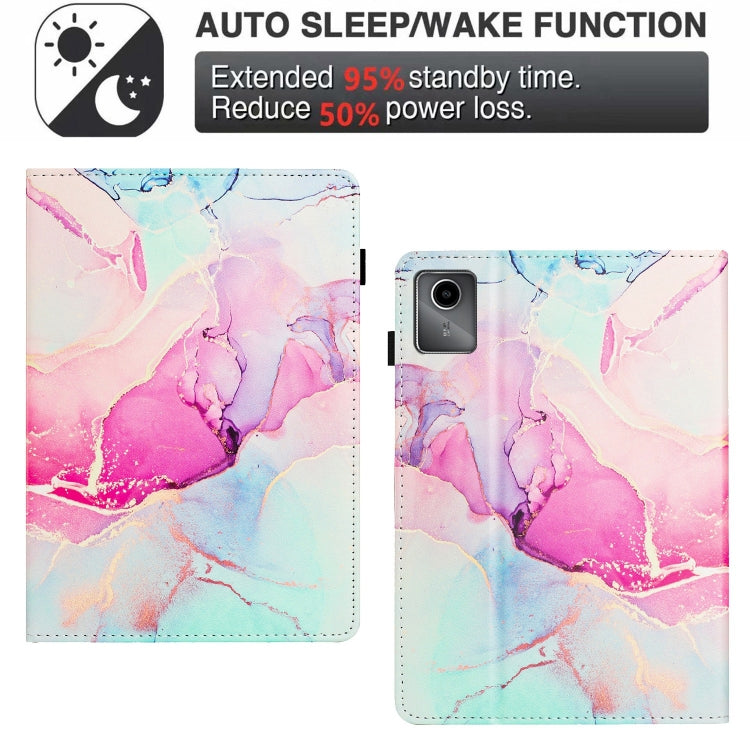For Lenovo Tab M11/ Xiaoxin Pad 11 2024 Marble Litchi Leather Smart Tablet Case(Pink)