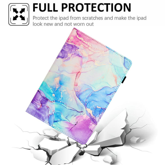 For Lenovo Tab M11/ Xiaoxin Pad 11 2024 Marble Litchi Leather Smart Tablet Case(Purple Blue)