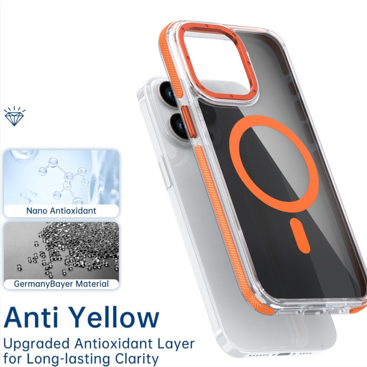 For iPhone 16 Pro Magsafe Dual-Color Transparent Black Full Coverage Phone Case(White)