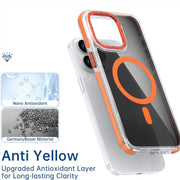 For iPhone 16 Pro Magsafe Dual-Color Transparent Black Full Coverage Phone Case(White)
