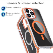 For iPhone 16 Pro Magsafe Dual-Color Transparent Black Full Coverage Phone Case(White)