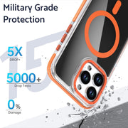 For iPhone 16 Pro Magsafe Dual-Color Transparent Black Full Coverage Phone Case(White)