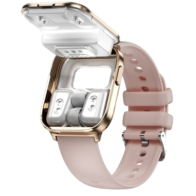 X9 1.85 inch Square Screen 2 in 1 Bluetooth Earphone Smart Watch(Gold Pink)