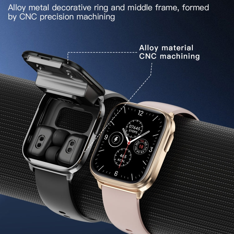 X9 1.85 inch Square Screen 2 in 1 Bluetooth Earphone Smart Watch(Black)