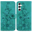 For Samsung Galaxy S25 5G Lily Embossed Leather Phone Case(Green) - Galaxy S25 5G Cases by PMC Jewellery | Online Shopping South Africa | PMC Jewellery | Buy Now Pay Later Mobicred