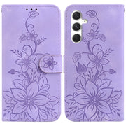 For Samsung Galaxy S25 5G Lily Embossed Leather Phone Case(Purple)