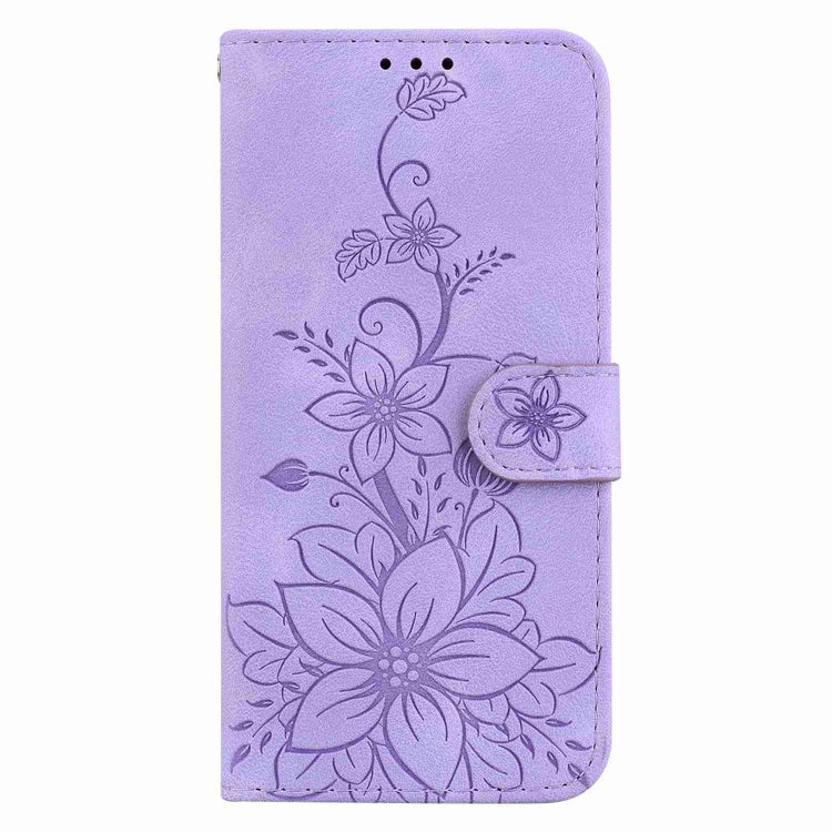 For Samsung Galaxy S25 5G Lily Embossed Leather Phone Case(Purple)