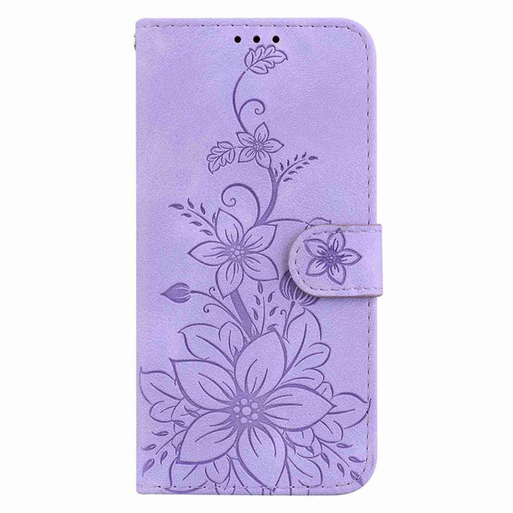 For Samsung Galaxy S25 5G Lily Embossed Leather Phone Case(Purple)