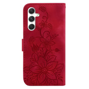 For Samsung Galaxy S25 5G Lily Embossed Leather Phone Case(Red)