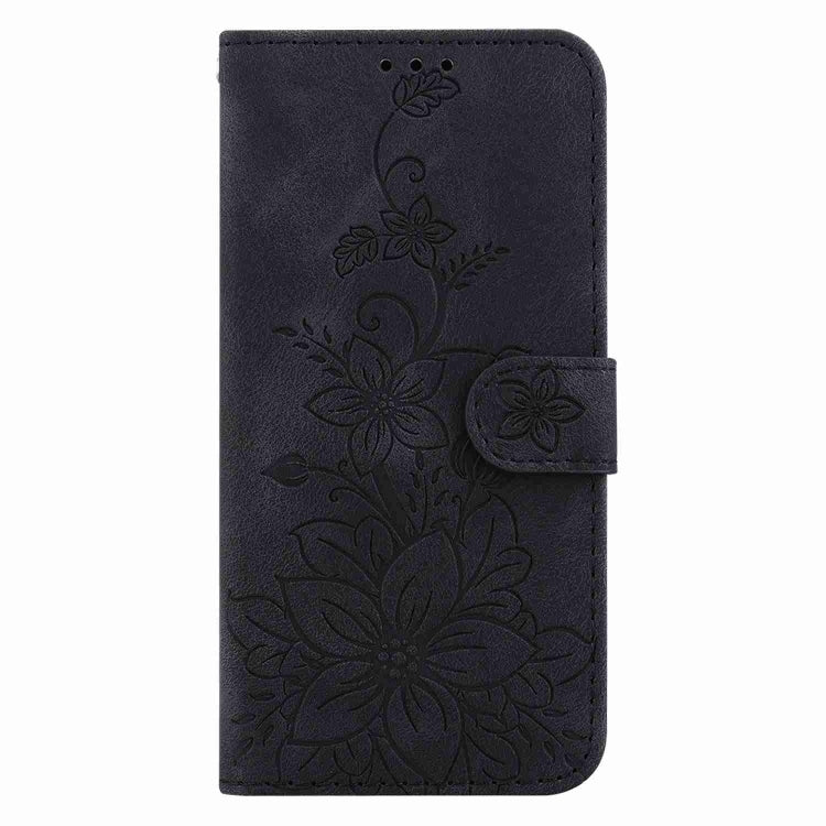 For Samsung Galaxy S25 5G Lily Embossed Leather Phone Case(Black)