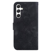 For Samsung Galaxy S25 5G Lily Embossed Leather Phone Case(Black)