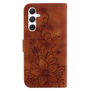 For Samsung Galaxy S25+ 5G Lily Embossed Leather Phone Case(Brown)