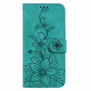 For Samsung Galaxy S25 Ultra 5G Lily Embossed Leather Phone Case(Green)
