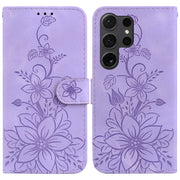 For Samsung Galaxy S25 Ultra 5G Lily Embossed Leather Phone Case(Purple)