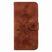 For Samsung Galaxy S25 Ultra 5G Lily Embossed Leather Phone Case(Brown)