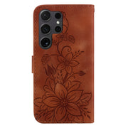 For Samsung Galaxy S25 Ultra 5G Lily Embossed Leather Phone Case(Brown)