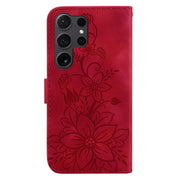 For Samsung Galaxy S25 Ultra 5G Lily Embossed Leather Phone Case(Red)