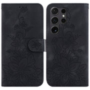 For Samsung Galaxy S25 Ultra 5G Lily Embossed Leather Phone Case(Black)