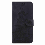 For Samsung Galaxy S25 Ultra 5G Lily Embossed Leather Phone Case(Black)