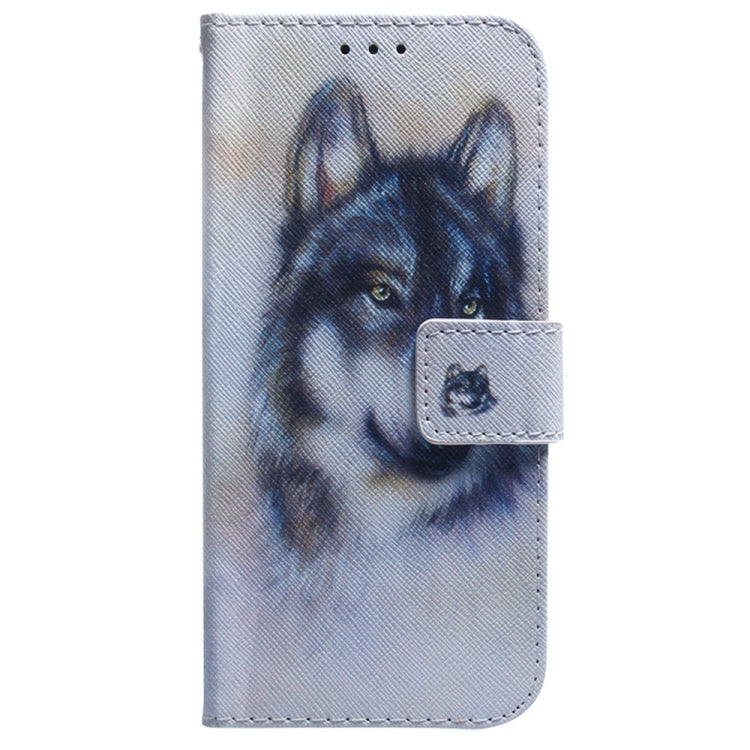 For Samsung Galaxy S25 5G Coloured Drawing Flip Leather Phone Case(White Wolf)