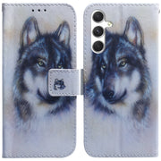 For Samsung Galaxy S25 5G Coloured Drawing Flip Leather Phone Case(White Wolf)