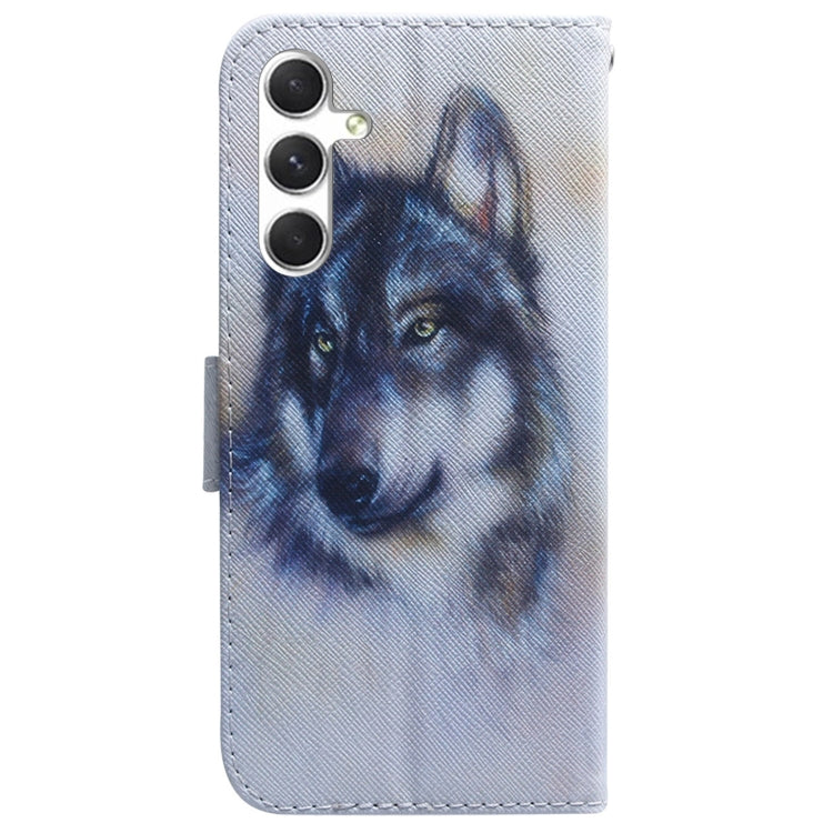 For Samsung Galaxy S25 5G Coloured Drawing Flip Leather Phone Case(White Wolf)