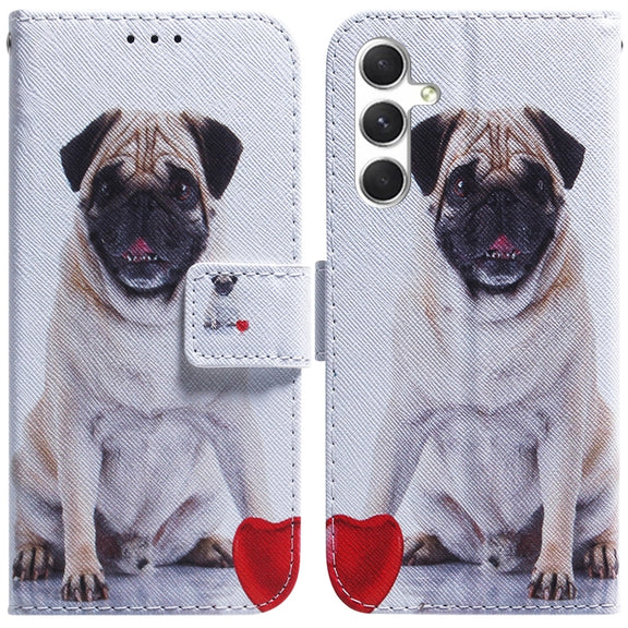 For Samsung Galaxy S25 5G Coloured Drawing Flip Leather Phone Case(Pug)