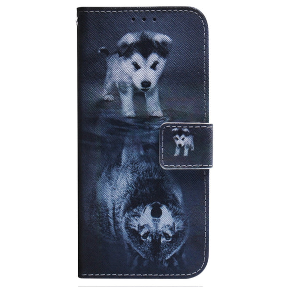 For Samsung Galaxy S25 5G Coloured Drawing Flip Leather Phone Case(Wolf and Dog)