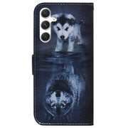 For Samsung Galaxy S25 5G Coloured Drawing Flip Leather Phone Case(Wolf and Dog)