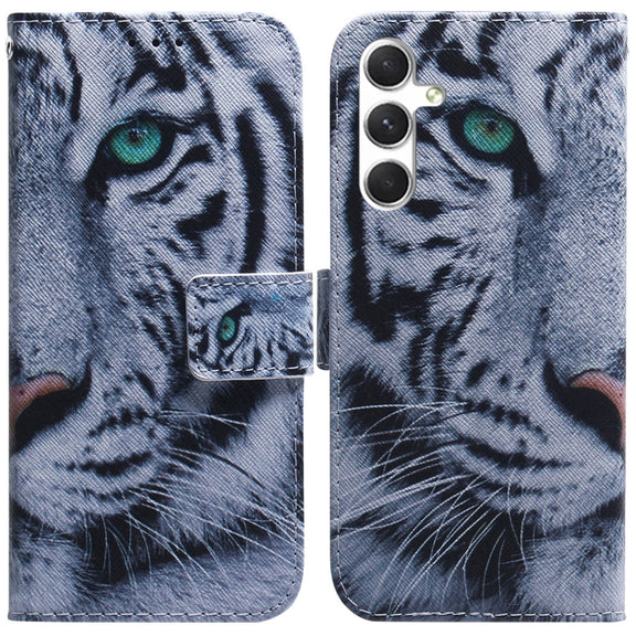 For Samsung Galaxy S25+ 5G Coloured Drawing Flip Leather Phone Case(Tiger)