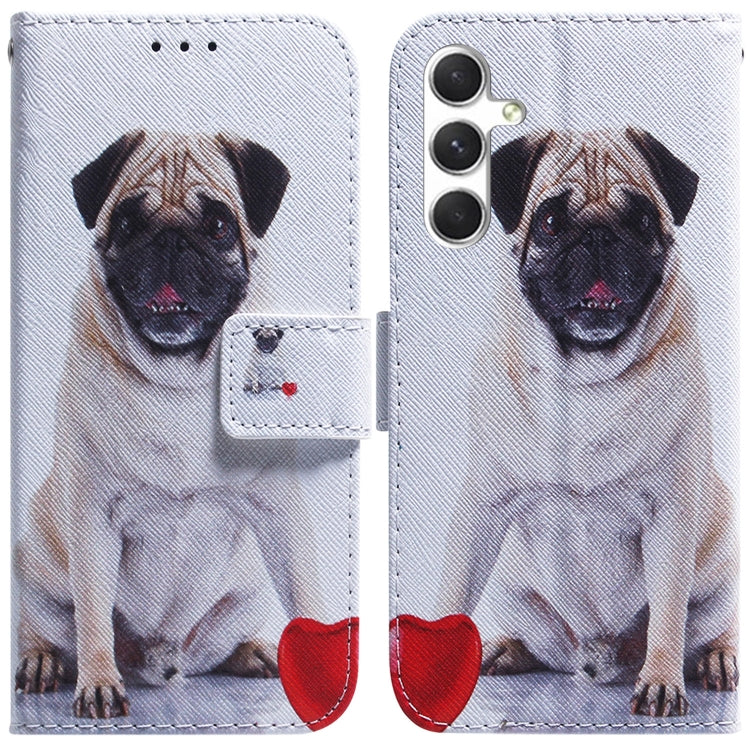 For Samsung Galaxy S25+ 5G Coloured Drawing Flip Leather Phone Case(Pug)