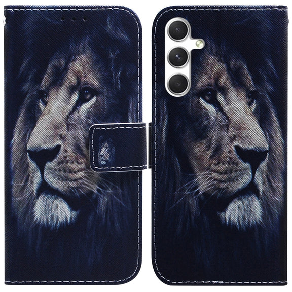 For Samsung Galaxy S25+ 5G Coloured Drawing Flip Leather Phone Case(Lion)