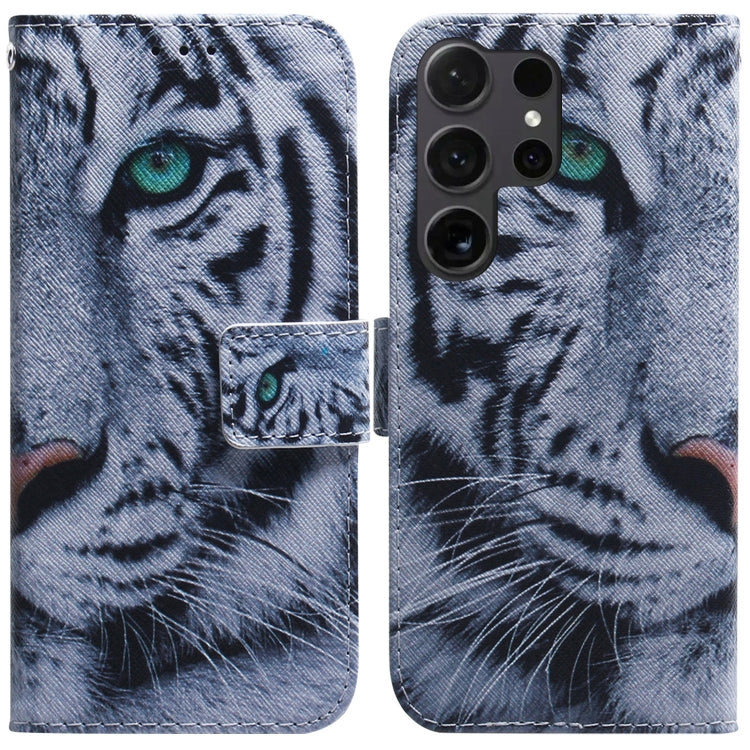 For Samsung Galaxy S25 Ultra 5G Coloured Drawing Flip Leather Phone Case(Tiger)