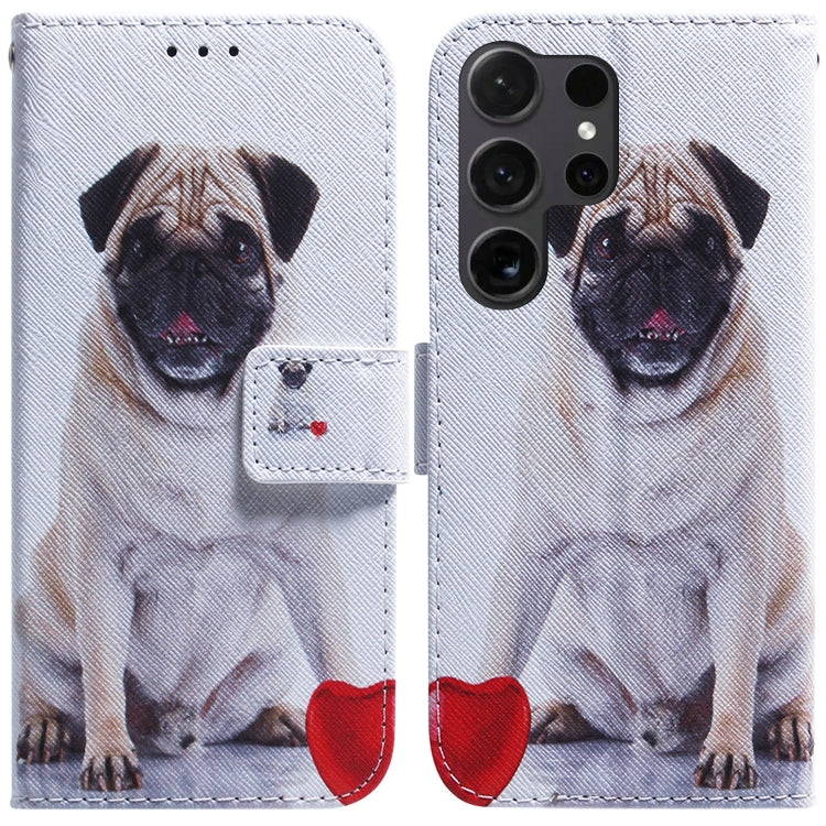 For Samsung Galaxy S25 Ultra 5G Coloured Drawing Flip Leather Phone Case(Pug)