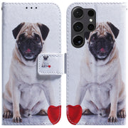 For Samsung Galaxy S25 Ultra 5G Coloured Drawing Flip Leather Phone Case(Pug)
