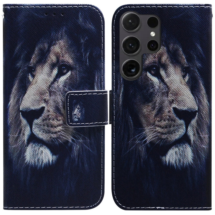 For Samsung Galaxy S25 Ultra 5G Coloured Drawing Flip Leather Phone Case(Lion)