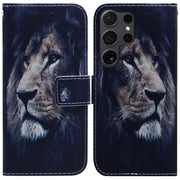For Samsung Galaxy S25 Ultra 5G Coloured Drawing Flip Leather Phone Case(Lion)