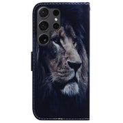 For Samsung Galaxy S25 Ultra 5G Coloured Drawing Flip Leather Phone Case(Lion)